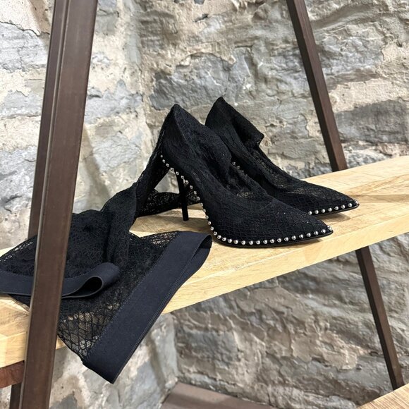 Alexander Wang Black Lyra Over the Knee Lace Studded Boots - Picture 7 of 15